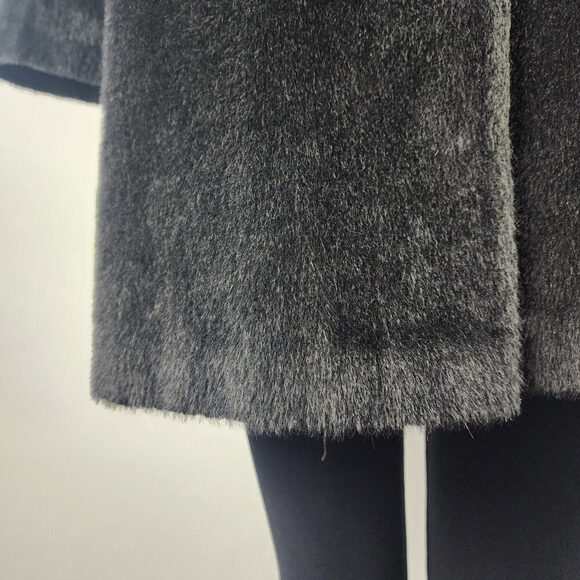 Vintage Union Label Black Faux Fur Pea Coat Size L - Picture 5 of 9